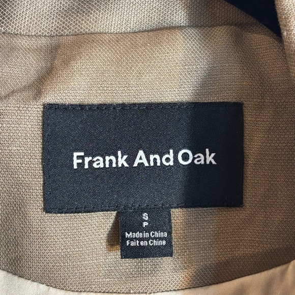 FRANK & OAK Sz S Oversized Belted Peak Lapel Linen Tencel Patch Pockets Blazer - Picture 2 of 12